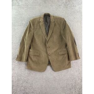 Ralph Lauren Sport Coat 42 L Taupe Cotton Corduroy Ribbed Leather Buttons LRL